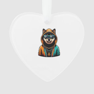Shiba Inu in Streetwear Hoodie Ornament