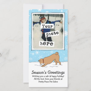 Shiba Inu in the Snow Holiday with Custom Text Card