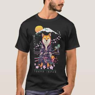 Shiba Inu  Japanese Aesthetic  Sakura Cherry Bloss T-Shirt