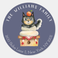 Shiba Inu Japanese Dog Illustration Family Address