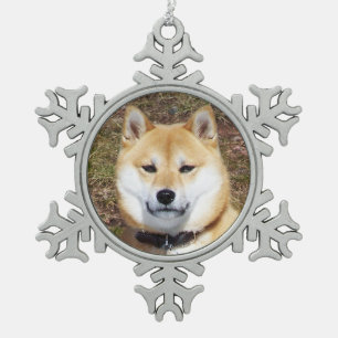 Shiba Inu-Kumako Snowflake Pewter Christmas Ornament