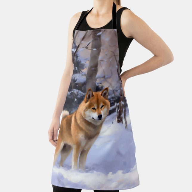 Shiba Inu Let It Snow Christmas  Apron (Insitu)