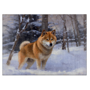 Shiba Inu Let It Snow Christmas  Cutting Board