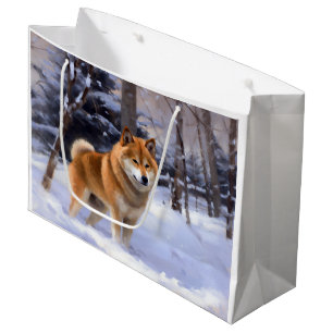 Shiba Inu Let It Snow Christmas  Large Gift Bag