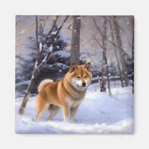 Shiba Inu Let It Snow Christmas Magnet