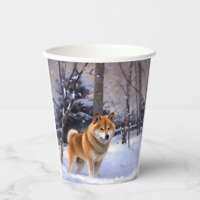 Shiba Inu Let It Snow Christmas  Paper Cups (Front)