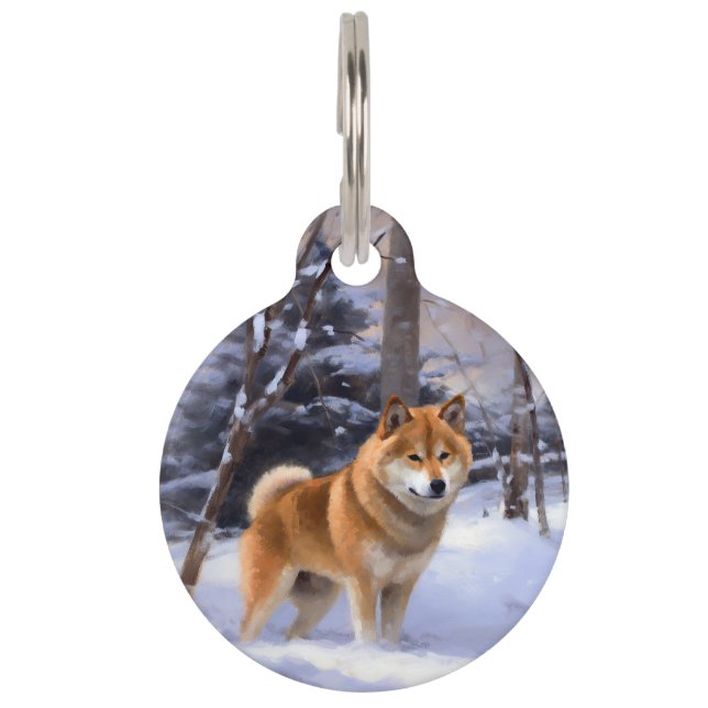 Shiba Inu Let It Snow Christmas  Pet Tag (Front)