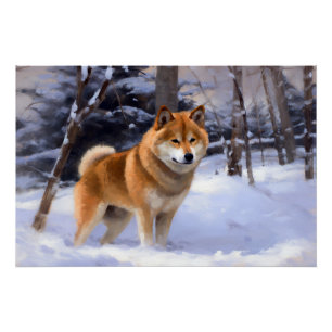 Shiba Inu Let It Snow Christmas  Poster