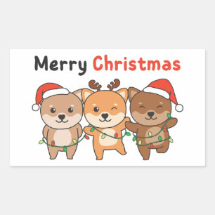 Shiba Inu Merry Christmas Cute Dogs Holiday Sticker