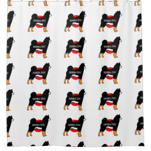 shiba inu name silhouette on Japan-flag black and