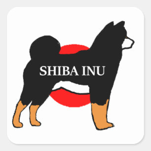 shiba inu name silhouette on Japan-flag black and Square Sticker