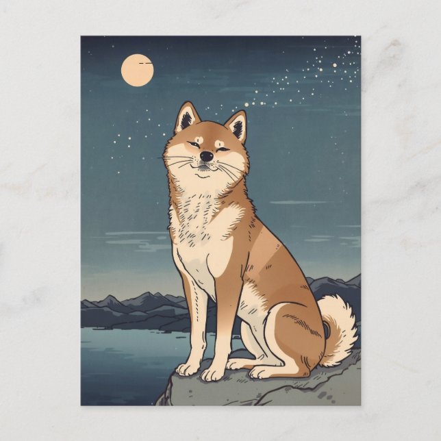 Shiba Inu Night Sky Postcard (Front)