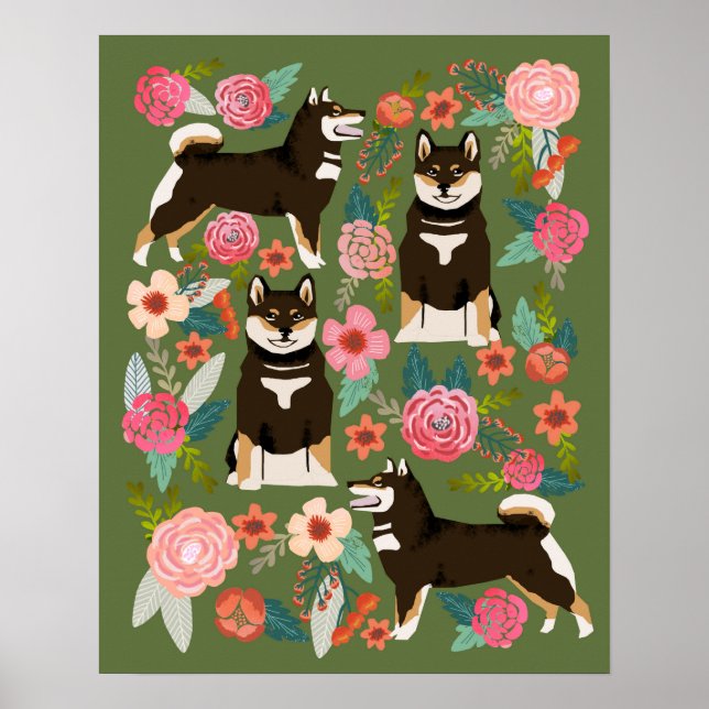 Shiba Inu - Noir et Tan - Art mural (Devant)