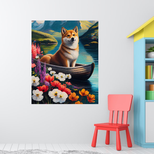 Shiba Inu on a Paddle: A Scenic Adventure Poster (Nursery 1)