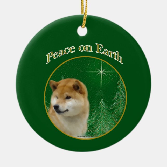 Shiba Inu Peace Ceramic Ornament (Front)