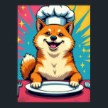 Shiba Inu : Pop Art Dog Chef Poster<br><div class="desc">Prepare to be delighted by the culinary genius of the internet's most celebrated chef, the Shiba Inu. This poster tells the triumphant tale of a dog whose talent is so immense, the deliciousness of his creation can't even be contained in a single dish—it's an "invisible meal" of legendary proportions. With...</div>