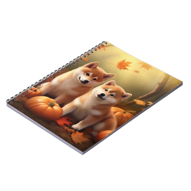 Shiba Inu Puppy Autumn Delight Pumpkin Notebook (Left Side)