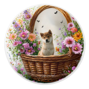 Shiba Inu Puppy Ceramic Knob