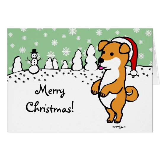 Shiba Inu Puppy Christmas Santa Card