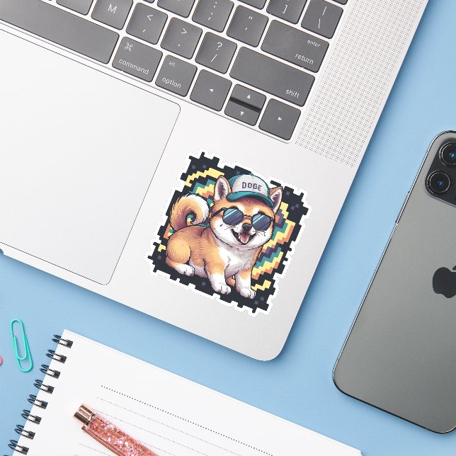 Shiba Inu Puppy Dog (Laptop w/ iPhone)
