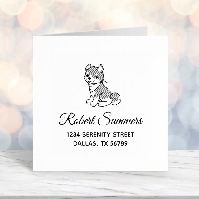Shiba Inu Puppy Dog Address Self-inking Stamp (Creator Uploaded)