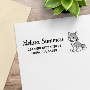 Shiba Inu Puppy Dog Return Address Rubber Stamp