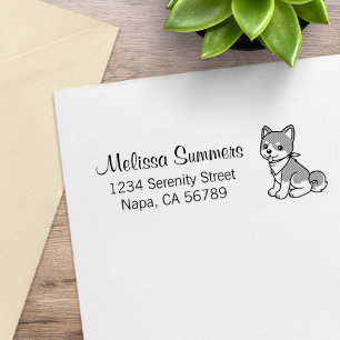 Shiba Inu Puppy Dog Return Address Rubber Stamp