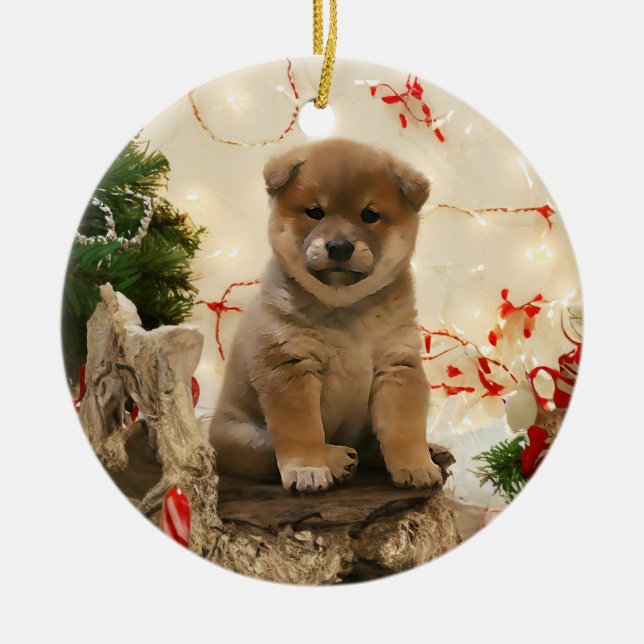 Shiba Inu Puppy Ornament  (Front)
