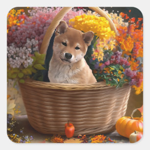 Shiba Inu Puppy Square Sticker