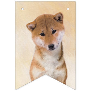 Shiba Inu (Red) Painting - Original Dog Art Bunting Flags