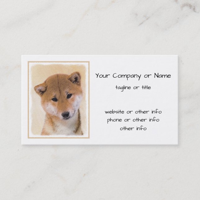 Shiba Inu (Red) Painting - Original Dog Art Business Card (Front)