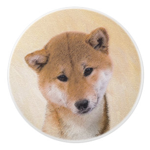 Shiba Inu (Red) Painting - Original Dog Art Ceramic Knob