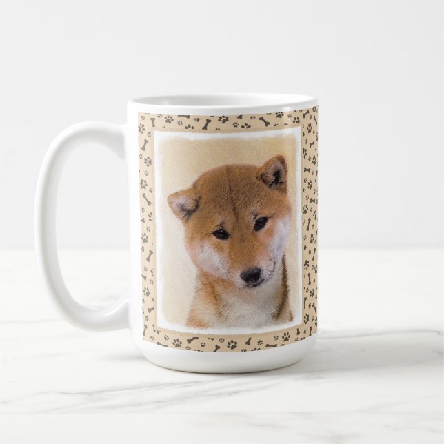 Shiba Inu (Red) Painting - Original Dog Art Coffee Mug (Left)