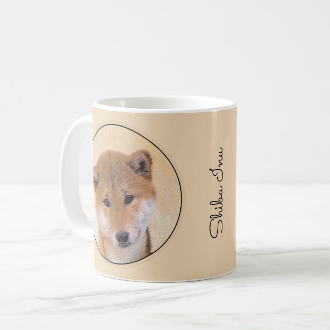 Shiba Inu (Red) Painting - Original Dog Art Coffee Mug (Front Left)