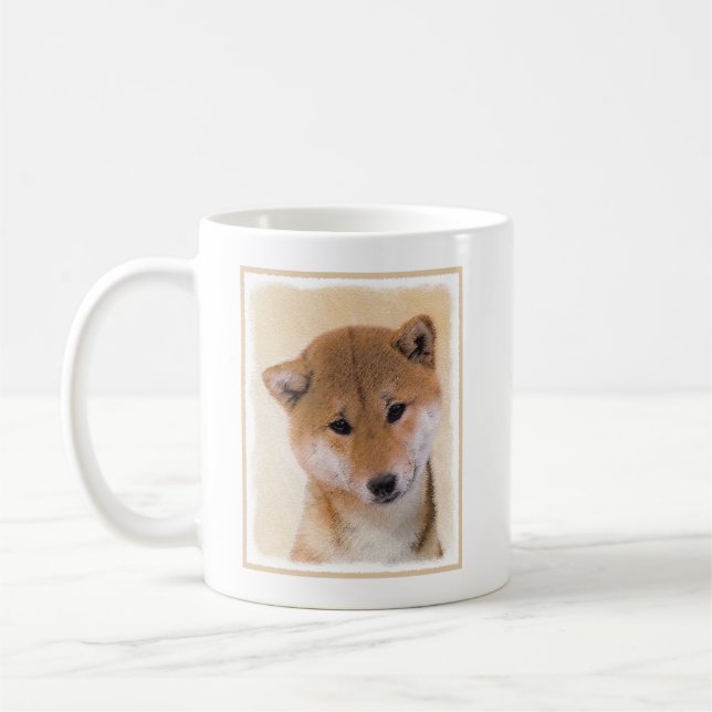 Shiba Inu (Red) Painting - Original Dog Art Coffee Mug (Left)