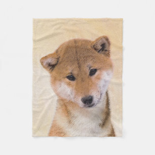 Shiba Inu (Red) Painting - Original Dog Art Fleece Blanket