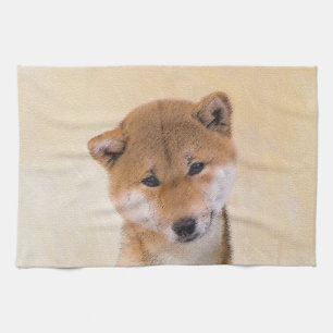 Shiba Inu (Red) Painting - Original Dog Art Kitchen Towel