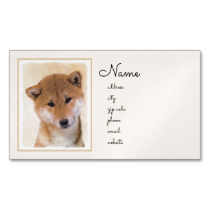 Shiba Inu (Red) Painting - Original Dog Art Magnetic Business Card