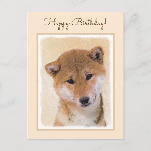 Shiba Inu (Red) Painting - Original Dog Art Postcard (Front)