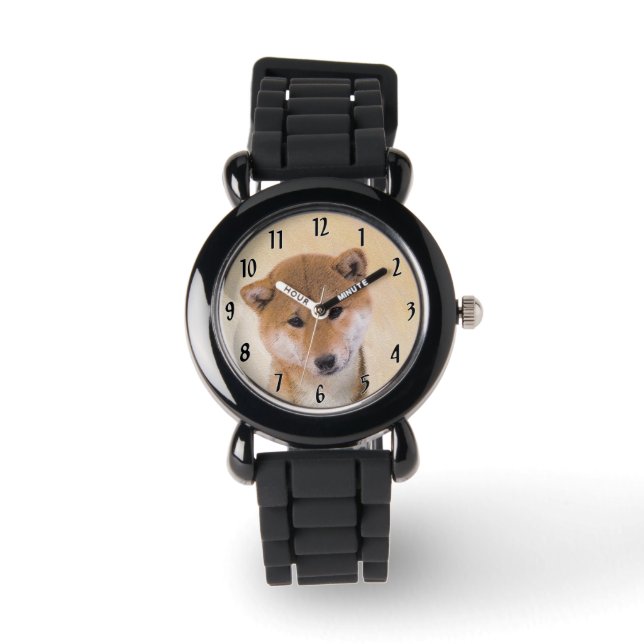 Shiba Inu (Red) Painting - Original Dog Art Watch (Front)