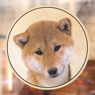 Shiba Inu (Red) Painting - Original Dog Art Window Cling