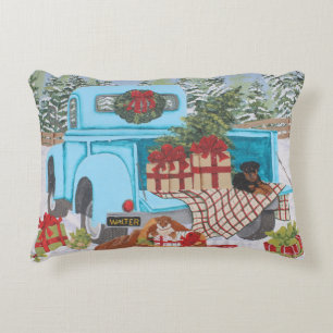 Shiba Inu & Rottweiler Christmas Accent Pillow