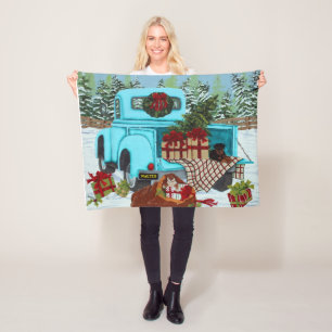 Shiba Inu & Rottweiler Christmas Fleece Blanket