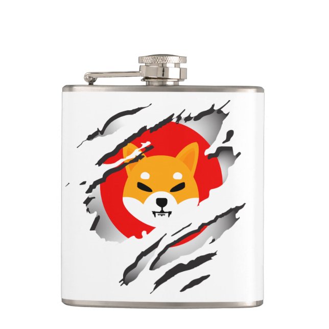 Shiba Inu Torn Image and Logo Flask (Front)