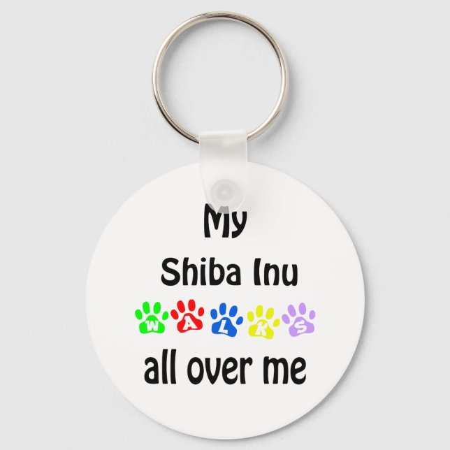 Shiba Inu Walks Design Keychain (Front)