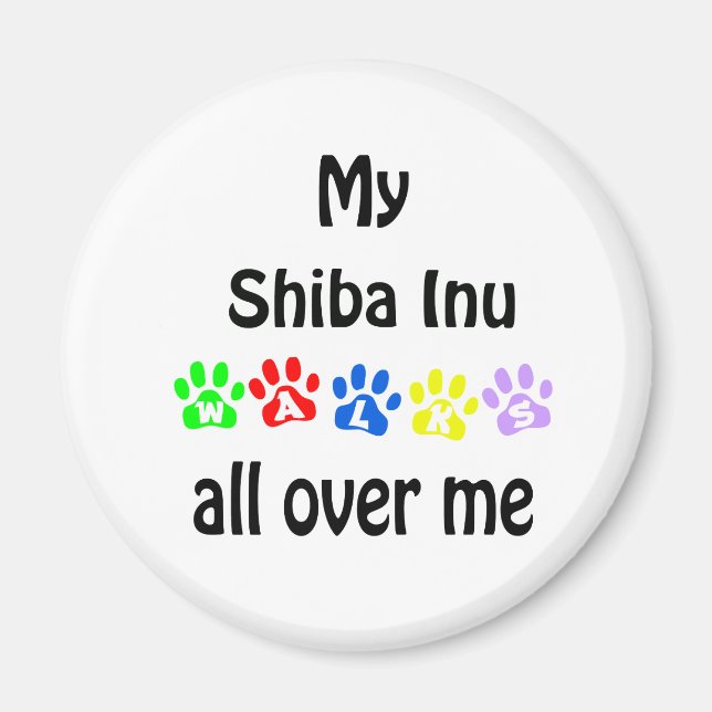 Shiba Inu Walks Design Magnet (Front)