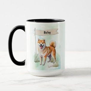 Shiba Inu Watercolor Personalized Dog Mug