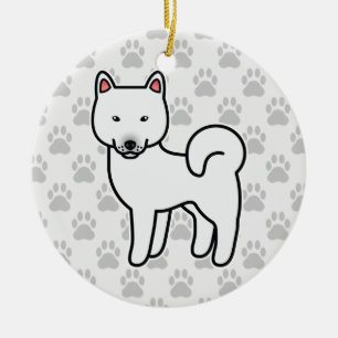 Shiba Inu White Ceramic Ornament