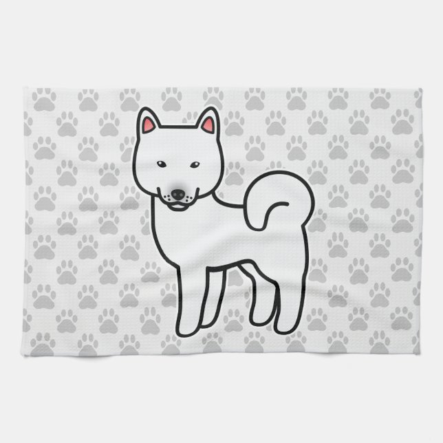 Shiba Inu White Kitchen Towel (Horizontal)