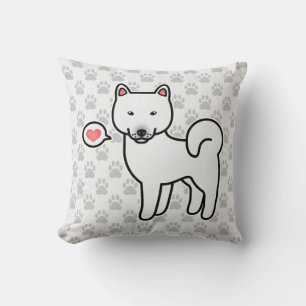 Shiba Inu White Love Throw Pillow